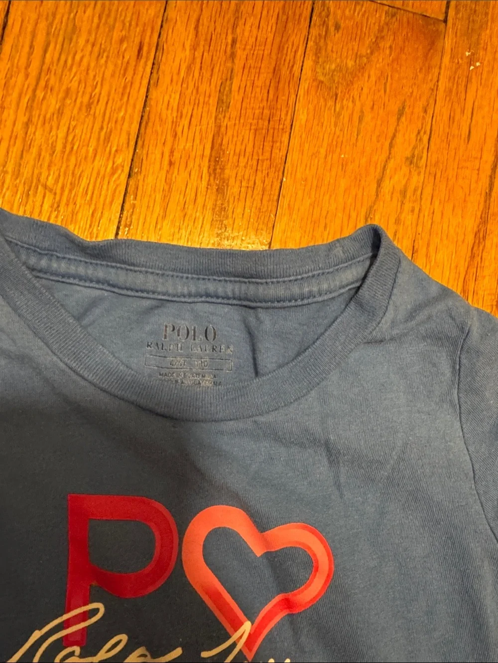 Ralph Lauren Kids Navy Blue Graphic POLO Heart Short Sleeve Tee